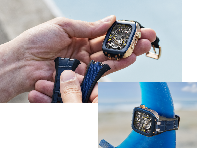 HUMBLE RICH(ハンブルリッチ) Apple Watch ケース ゴールド、ブルー-